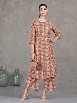 Cotton Culture - Beige Printed Straight Cotton Kurta with Pant
