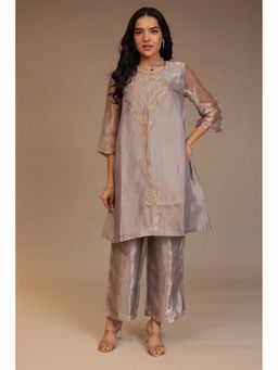 Zari Jaipur - Grey Zari Jaipur Embroidered Kurta with Pant