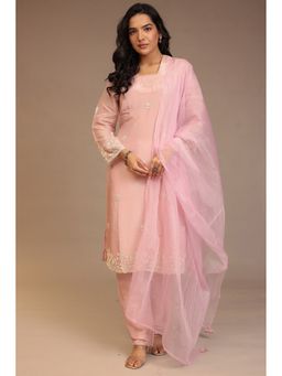 Zari Jaipur - Peach Zari Jaipur Embroidered Kurta with Pant and Dupatta