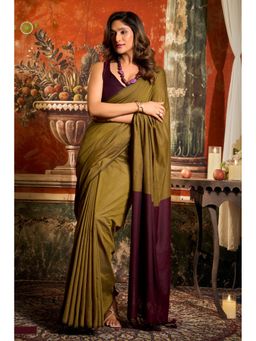 Mysilklove - Basil Green Handloom Mul Mul Cotton Saree with Unstitched Blouse