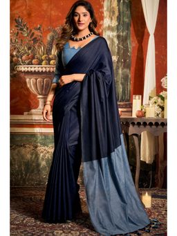 Mysilklove - French Blue Handloom Mul Mul Cotton Saree with Unstitched Blouse