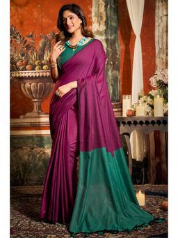 Mysilklove - Heather Purple Handloom Mul Mul Cotton Saree with Unstitched Blouse