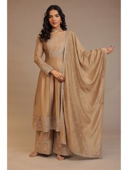 Zari Jaipur - Brown Zari Jaipur Embroidered Kurta with Pant and Dupatta