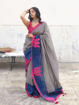Save As - Grey Iraaya embroidered Saree without Blouse