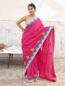 Save As - Manjari Pink Embroidered Saree without Blouse
