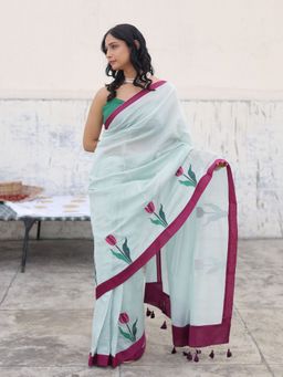 Save As - Pankhudi Blue Tassel Saree without Blouse