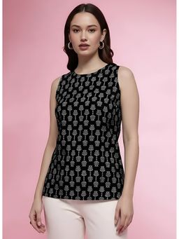 arangya - Black Premium Pure Cambric Cotton Printed Top
