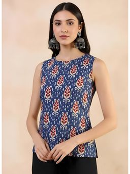 arangya - Blue Premium Pure Cambric Cotton Printed Top