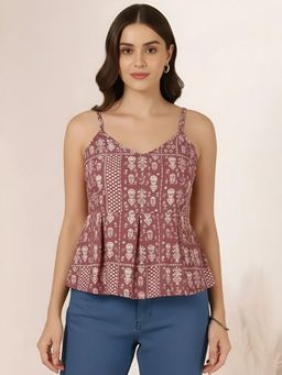 arangya - Pink Premium Pure Cambric Cotton Printed Top