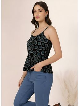 arangya - Black Premium Pure Cambric Cotton Printed Top