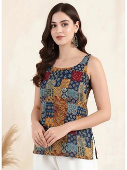arangya - Elegant Multicolour Printed Cotton Blend Top