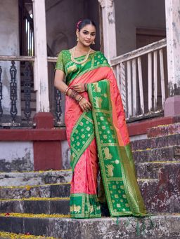 Sutriti - Rani Pink Soft Silk Saree with Unstitched Blouse
