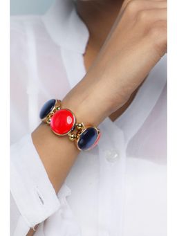 VOJ - Gold Plated with Multi Colored Stone Studded Wraparound Bracelet