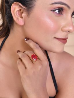 VOJ - 22K Gold Plated Topaz And Opal Ring