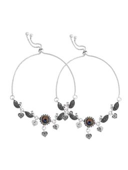 VOJ - Silver Plated Peacock Handcrafted Anklets