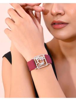 VOJ - Silver Plated Ad Stone Studded Belt Bracelet