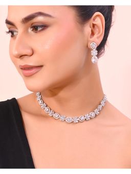 VOJ - Silver-Plated Ad-Studded Jewellery Set