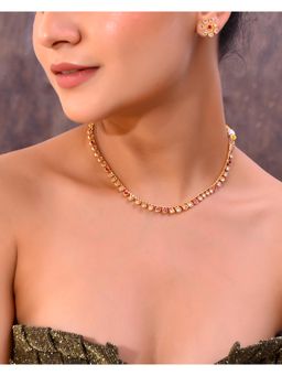 VOJ - Gold Plated Designer Handcrafted Necklace With Earrings