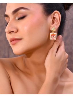 VOJ - Gold Plated Hand Painted Drop Stud Earrings
