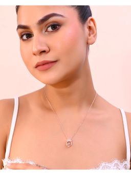 VOJ - Rose Gold Plated Chain With Ad Studded Crown Shaped Pendent