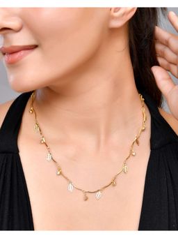 VOJ - Gold Plated Designer Chain For Women With Ad Stone And Leaf