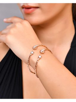 VOJ - Pack Of 2 Dual Tone Bangles With Peacock Designed