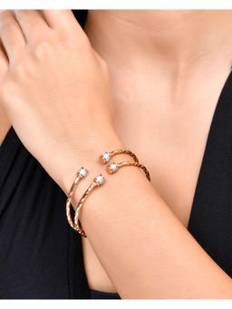 VOJ - Pack Of 2 Rose Gold Dual Toned Designer Bangles