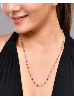VOJ - Gold Plated Chain For Women With Multi Color Hearts