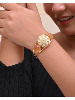 VOJ - Gold Plated Flower Shaped Cuff Bracelet