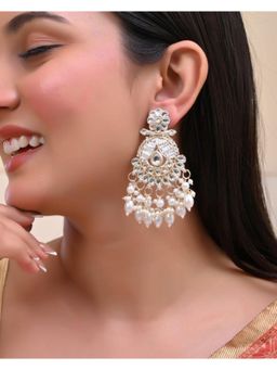 VOJ - Gold Plated Stone Studded Drop Earrings