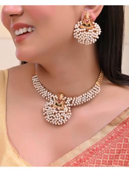 VOJ - South Indian Traditional Copper Necklace With Earrings Set
