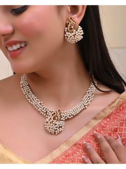 VOJ - South Indian Traditional Peacock Shaped Copper Jewellery Set