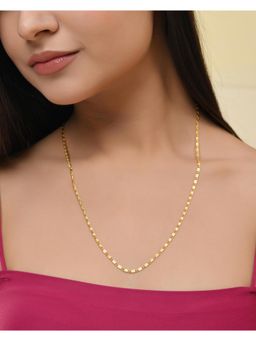 VOJ - Gold Plated Designer Biscuit Shaped Chain For Women