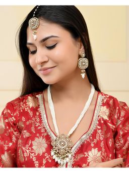 VOJ - Gold Plated Kundan Stone Studded Long Jewellery Set