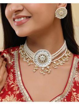VOJ - Gold Plated Kundan Studded Choker Jewellery Set