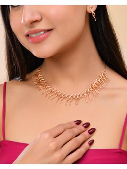 VOJ - Ad Stone Studded Designer Gold Plated Jewellery Set