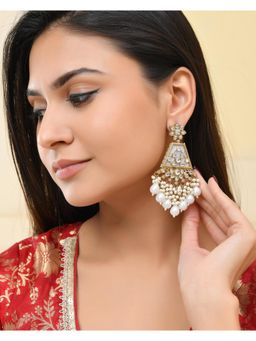 VOJ - Gold Plated Kundan Studded Contemporary Earrings