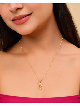 VOJ - Gold Plated Designer Ad Studded Pendant With Chain Necklace