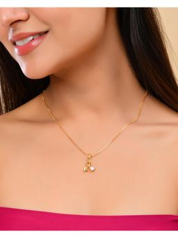 VOJ - Gold Plated Designer Ad Studded Pendant With Chain Necklace