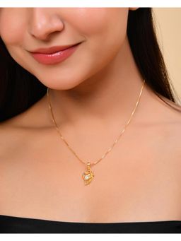 VOJ - Gold Plated Designer Ad Studded Pendant With Chain Necklace