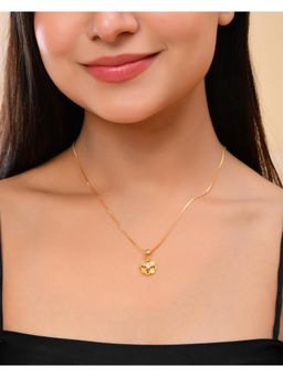 VOJ - Gold Plated Heart Shaped Ad Studded Pendant With Chain Necklace