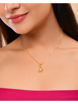 VOJ - Gold Plated Designer Ad Studded Pendant With Chain Necklace