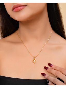 VOJ - Gold Plated Designer Ad Studded Pendant With Chain Necklace