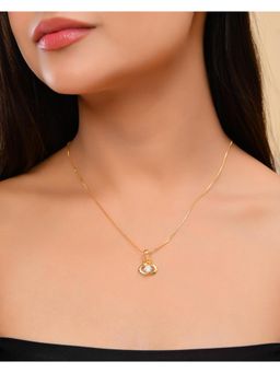 VOJ - Gold Plated Swan Shaped Ad Studded Pendant With Chain Necklace