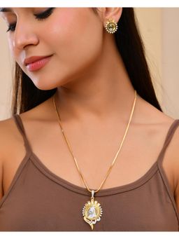 VOJ - Dual Toned Ad-Studded Gold Plated Coin Chain Set