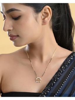 VOJ - Gold Plated Ad Studded Half Done Shape Mangalsutra