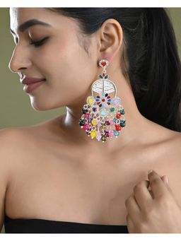 VOJ - Multi Color Beaded Long Chanbaali Earrings