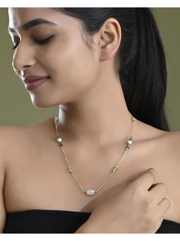 VOJ - Gold Plated Green Beaded Chain For Women