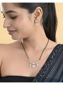 VOJ - Gold Toned Ad Stone Studded Tear Drop Design Mangalsutra Set