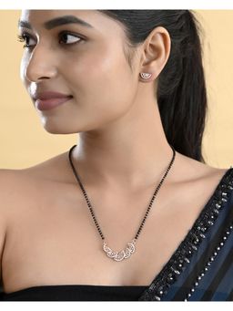 VOJ - Rose Gold Plated Semi Circle Shape Ad Mangalsutra Set
